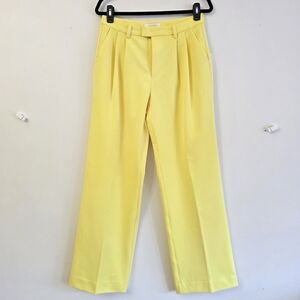Favorite Daughter Bright Yellow Pleated High-Rise Trousers